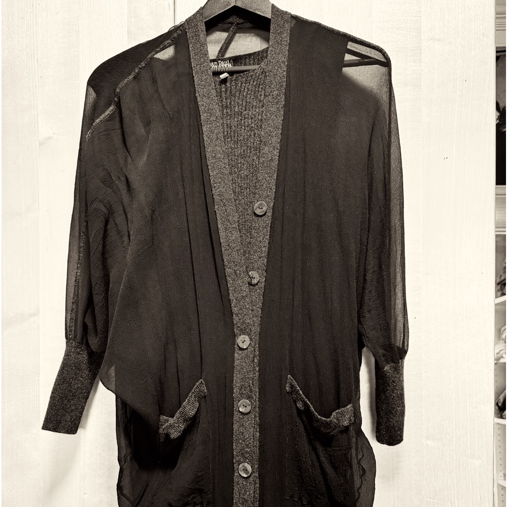 Elegant Black Sheer Cardigan Dress